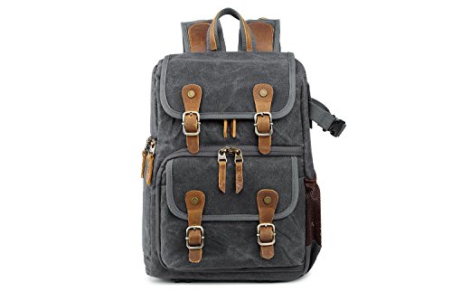 YuanWen DSLR Camera Backpack Canvas Large Capacity Open Front Waterproof Shockproof DSLR Camera Travel Bag Travel Bag