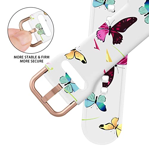 Image of ACESTAR Double Sided Band Compatible with Apple Watch Band 38mm 40mm 41mm /42mm(Series 11 10), Cute Floral Soft Silicone Replacemen for iWatch Series 11 10 9 8 7 6 5 4 3 2 1 SE, Butterflies