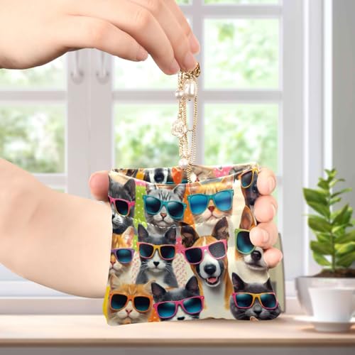 Cool Cats Dogs Coin Purse Leather Pouch Change Purse, Squeeze Coin Pouch for Cards, Keys & Lipsticks, Unisex4