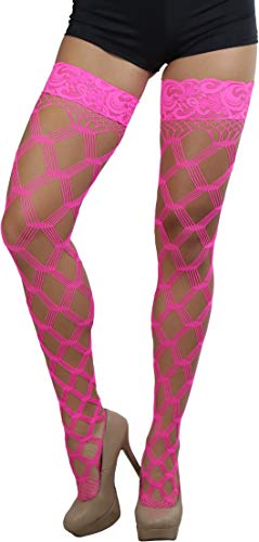Image of ToBeInStyle Women's Multi-Strand Large Diamond Fence Net Thigh High Stockings