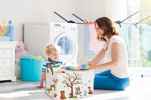 Image of Essme Rectangular Kids Baskets Boys Basket,Animal Storage Bins with Handles for Kids Room Decor, Book Storage Bin(Autumn animals)