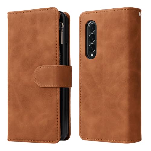 Étui Samsung Galaxy Z Fold 7 marron en cuir premium avec portefeuille