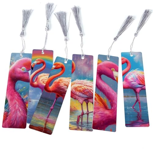 Marque-pages flamant rose (lot de 6) pour livre et lecture