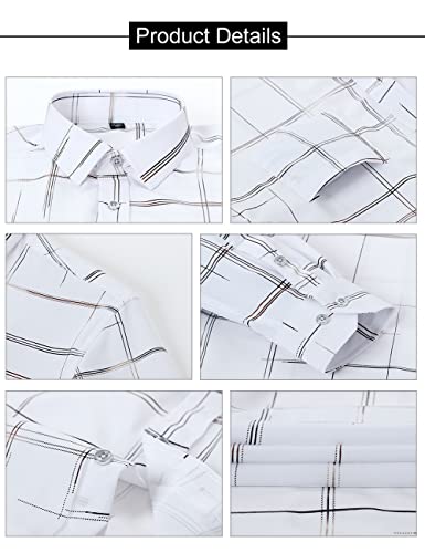 ALSOGO Men's Business Dress Shirt Long Sleeve Button Down Shirts Slim Fit Shirts4