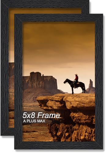 5x8 Picture Frame Set of 2 Black Light Weight Tabletop and Wall Mount
