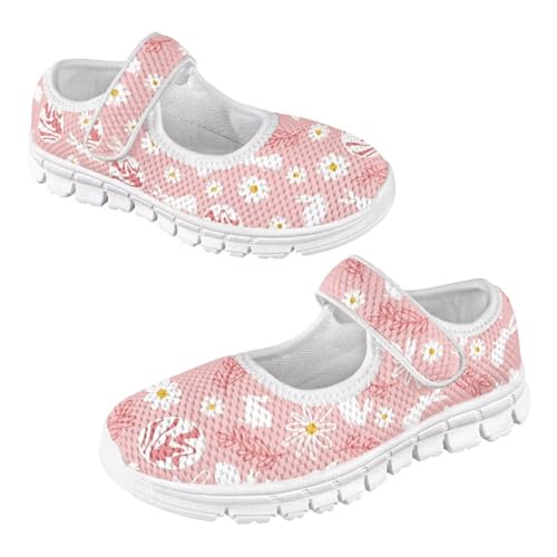 Cartoon Pink Print Girls Sneakers Mary Jane Shoes Dress Shoes for Toddler Lightweight Flat Shoes Anti-Slip School Uniform Shoes for Party,Travel2