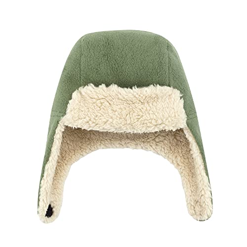 Zutano Cozie Fleece Unisex Toddler and Baby Trapper Hat, Cold-Weather Hat for Little Boys and Girls, Olive, 12 Months