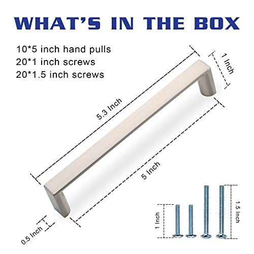 Image of 6 Pack 5 Inch Brushed Nickel Cabinet Pulls, Kitchen Hardware