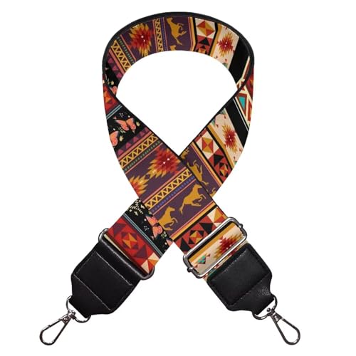 Image of TODIYADDU Tribal Horse Adjustable Straps Wide Shoulder Strap Aztec Style Guitar Strap for Purses Crossbody Wide Strap Crossbody Bags for Women Students Office Workers Fit for Sports