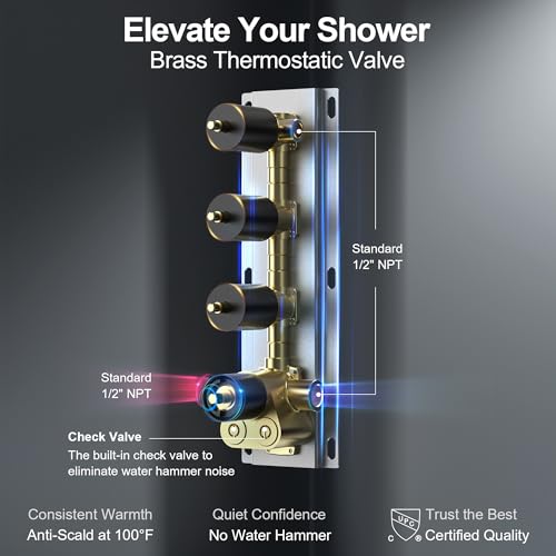 Set de grifería con cabezal de ducha de lluvia doble de 12" con rociador de mano, sistema de ducha con montaje en techo y luz LED, negro mate miniatura 4