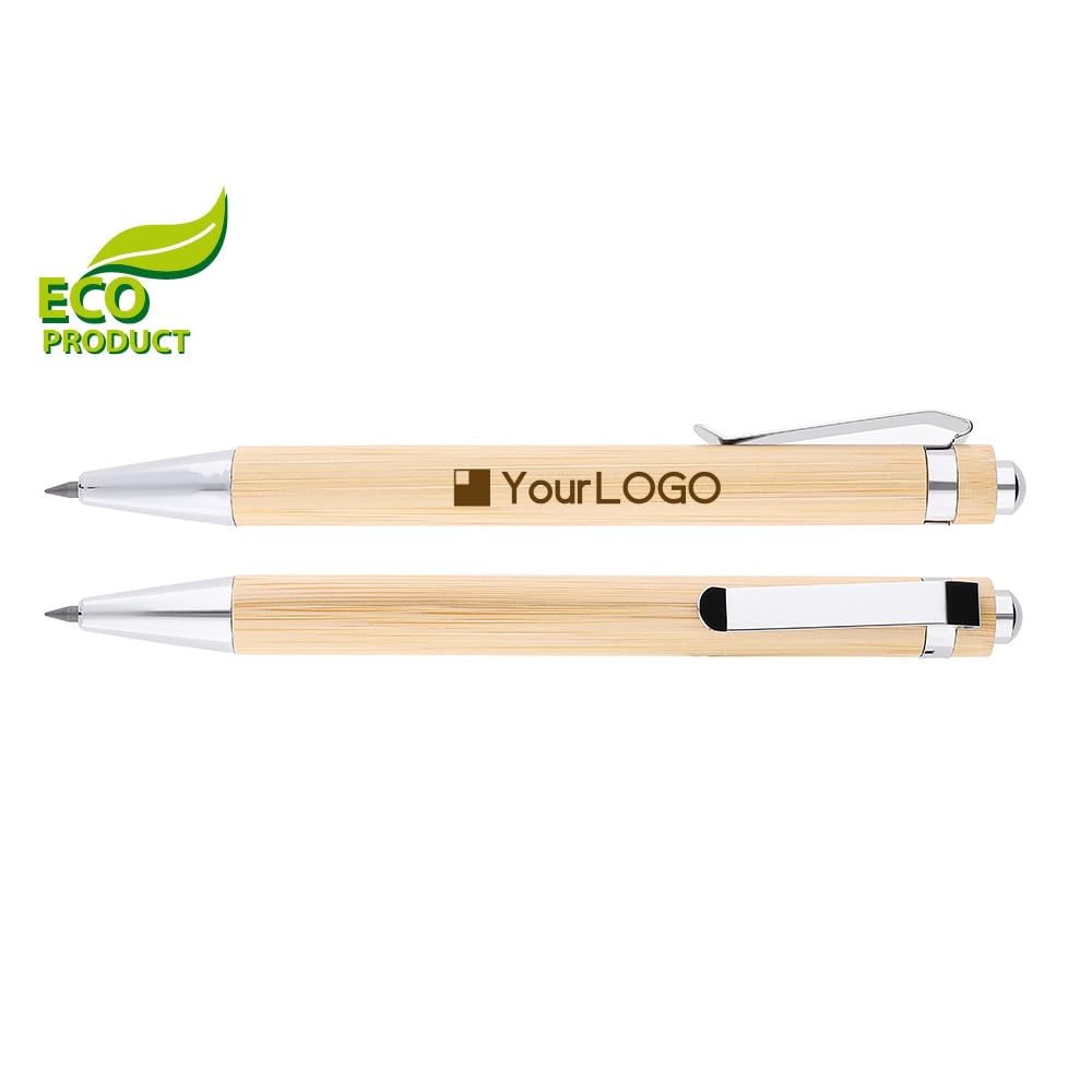 MPM Eternal Bleistift aus Bambus, ewiges Schreiben bis zu 10 km, mit Gravur, personalisierter Stift, Werbekugelschreiber mit Wunschtext & Logo, Holz/Metall-Stift, eco friendly, Preis für 1000 Stück