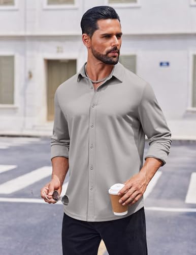 COOFANDY Mens Casual Button Down Shirt Long Sleeve Wrinkle Free Shirts Stretch Dress Shirt2