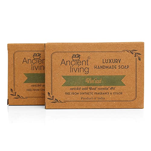 Ancient Living Tulasi Luxury Handmade Soap -100gm (Pack of 2) Rejuvenating Nourishing Suitable for Oily and Combination Skin