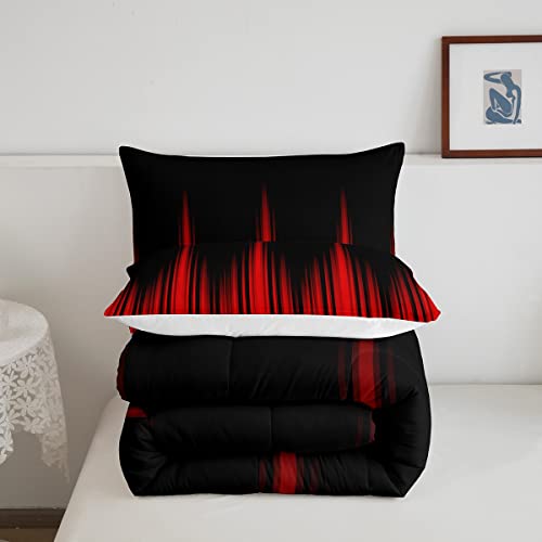 Image of Feelyou Red and Black Comforter Geometric Abstract Ombre Comforter Set Gradient Dark Simple Style Bedding Set Modern Abstract Art Duvet Set Room Decor Quilt Set Queen Size