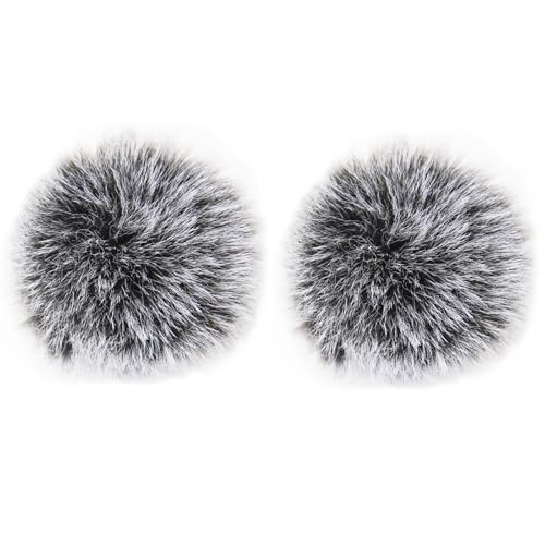 FONDFRAMORY Microphone Windscreen for DJI Mic, Furry Wind Muff Pop Filter Compatible with DJI Wireless Lavalier Mic, Fur Microphone Cover Sound Insulation (2 Pieces)