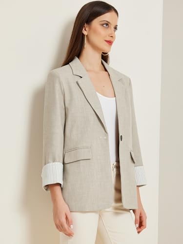 Allegra K Blazers for Women Business Casual Open Front Long Sleeve One Button Notched Lapel Office Work Suit Jacket4