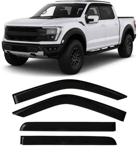 2015-2026 Tape-On Rain Guards for Ford F150 SuperCrew Side Window Deflector Visors (Crew cab only) XL XLT Lariat King Ranch Platinum Limited Lightning 2018 2019 2020 2021 2022 2023 2024 2025