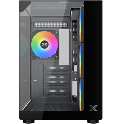 XIGMATEK Aqua Compact Gaming PC Case, Support ATX, Micro ATX, Mini ITX Motherboard, Pre-installed 4 ARGB Fans (Black)