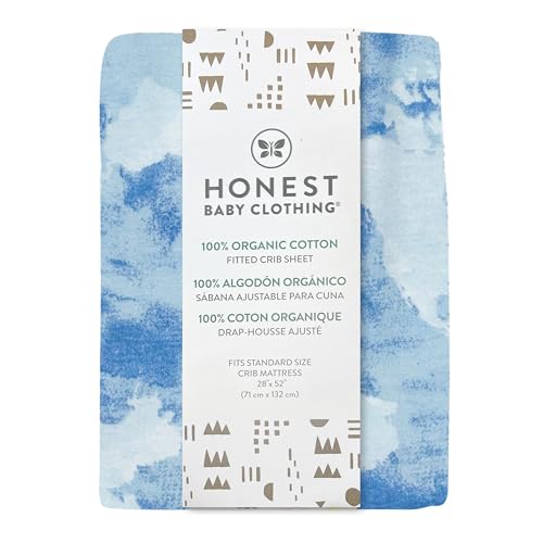 Image of HonestBaby Unisex-Baby Classics Fitted Crib Sheets Set Standard Mattress, 100% Organic Cotton Baby Boys, Girls, Neutral, 2 Pack - Sketchy Stripe, One Size