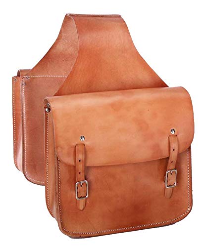 HUMAYL SADDLERY Horse Saddle Bag Cowhide Genuine Leather Western Equestrian Trail Simple Pack Equipment Horse Saddle Bags Size: 10” L x 10” W x 3 ½” D inches, BAG82