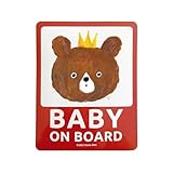 pienihoho いとまみきオリジナルイラスト カーステッカー BABY ON BOARD 12×9.5cm セーフティサイン 乗車中プレート 動物 王子さま お姫さま シリーズ (09 シール くまの王子さま BABY)
