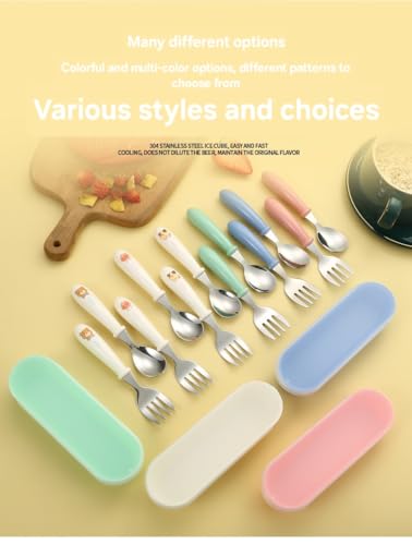 Image of 2-Piece Portable Cutlery Set for Lunch Box - Metal Spoon & Fork with Plastic Handle and Travel Storage Box | Reusable Tableware for Office, School, Home, Travel (Green)