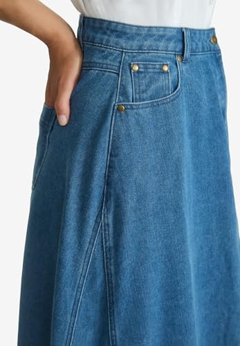 Jessica London Women's Plus Size Denim Inset Maxi Skirt4