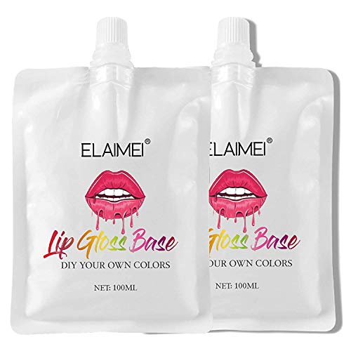 Moisturize Lip Gloss Base 2 x 100ml, Lip Gloss Base Oil Material Lip Makeup Primers DIY Your Own Colors, Handmade Lip Glaze Non-Stick Lipstick Moist Lip Balm