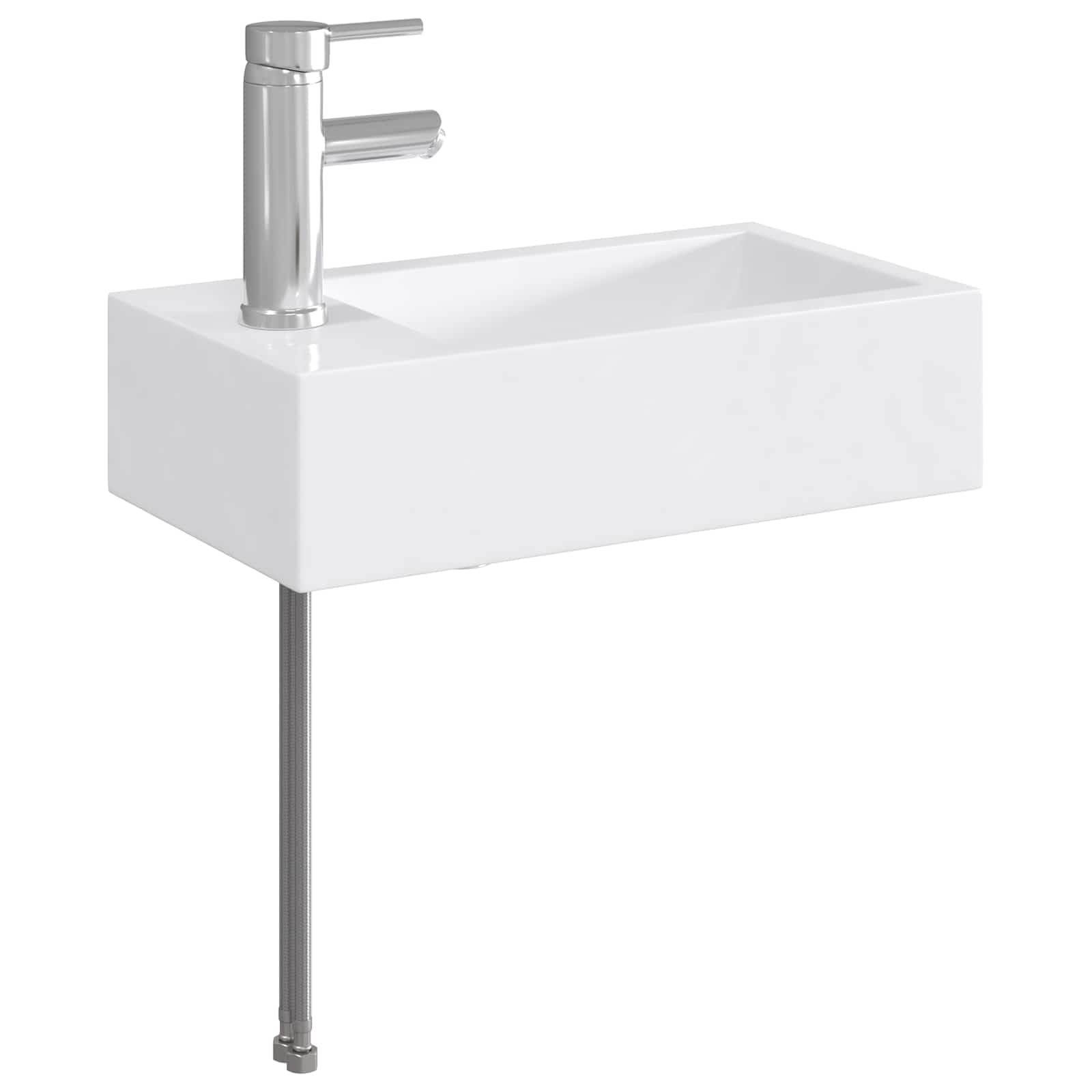 Fengshui Metalowa umywalka chrom 45,5 x 25,5 x 13 cm | Odporny na korozję, wbudowany kran i odpływ, łatwa pielęgnacja, idealna do małych łazienek