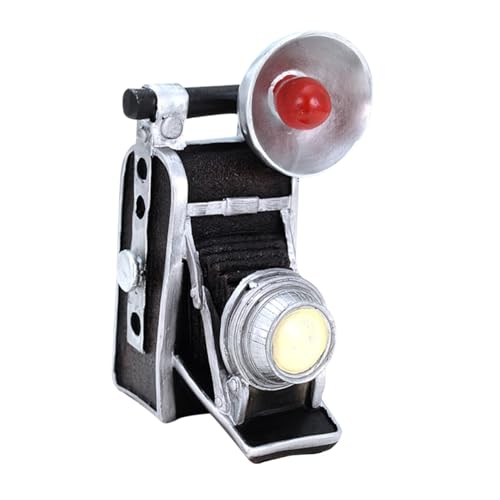 VANZACK Modelo de Cámara Retro de Resina, Adorno Decorativo Vintage para Oficina y Hogar, Escultura Creativa de Cámara Antigua, Accesorio para Fotografía, Pieza Única de 1 Unidad