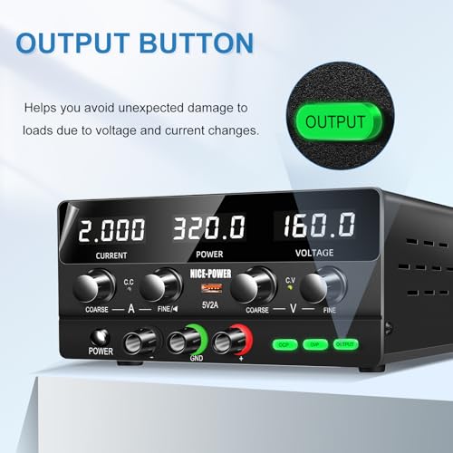Image of NICE-POWER DC Power Supply Variable 160V 2A, 320W Encoder Adjustable Switching Regulated with OCP OVP Output Button High Precision 4-Digits LED Display 5V /2A USB Port Bench Lab Power Supplies