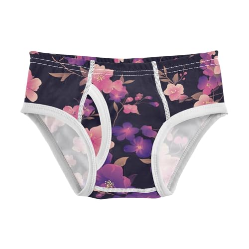 KLL Plum Flower Black Background Baby Boys Pure Cotton Training Underwear Breathable Undies