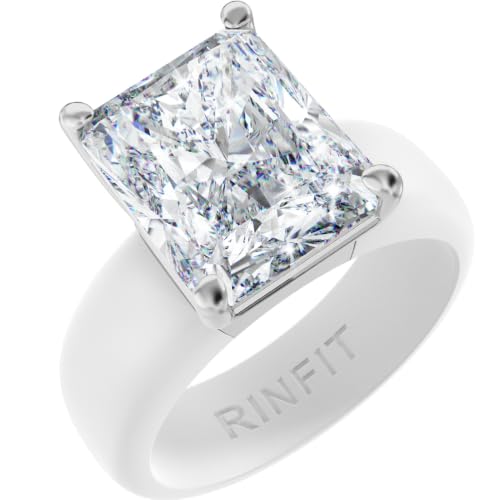 Rinfit Silicone Ring with Stone, Emerald Cut CZ - Wht/Sil, Size 6 - image 1