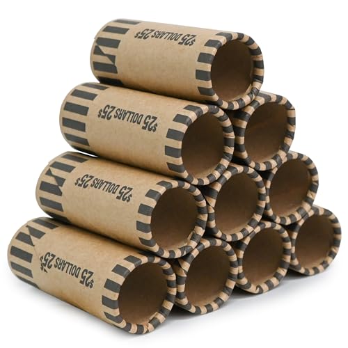 Image of LLIKED 49 PCS Preformed Coin Wrappers Rolls -1 Dollars