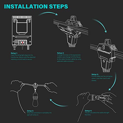 Goodsmann Outdoor String Lights Low Voltage Patio Lights Outdoor Waterproof 10 Pcs Led Decrative Lights Hanging Outdoor Lighting With 50Ft Wire For Party Garden Backyard Decoration #TOP5