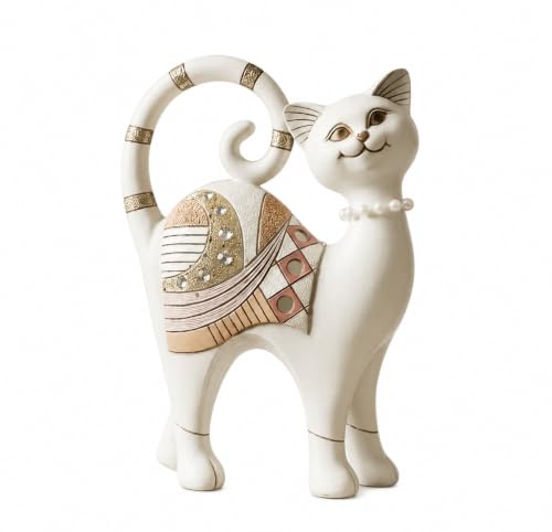 Image of ARMONIA Premium Cat Showpiece for Home Decor, Polystone Cat Figurine with Crystal, Pearl & Rose Gold Accents, Modern Animal Statue for Living Room, Office Table, Bedroom Shelf & Gift Item, 9.06 Inch