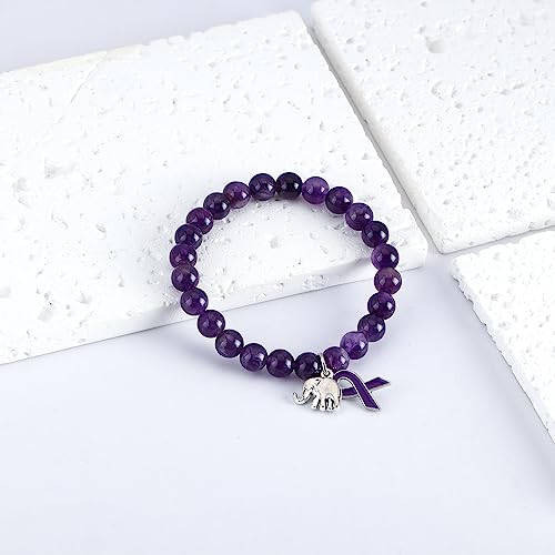 ARHTF Elephant Alzheimers Awareness Bracelet Purple Ribbon Awareness Alzheimers Bracelet Support Alzheimers Family Gifts For Dementia Support4