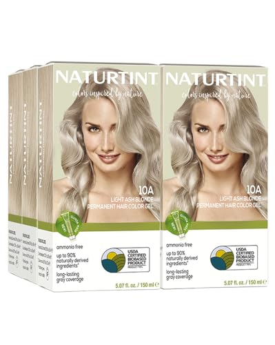 Image of Naturtint 10A Light Ash Blonde Permanent Hair Color (Pack of 6), Ammonia Free, Vegan, Cruelty Free, up to 100% Gray Coverage, Long Lasting Results (Packaging may vary)