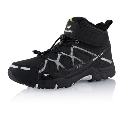 Fusskleidung® Damen Herren Wanderschuhe warm gefütterte Schwarz Weiß Schwarz EU 44