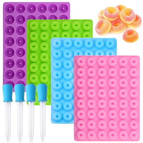 JOERSH Round Gummy Donut Molds 192 Cavities 4Pcs