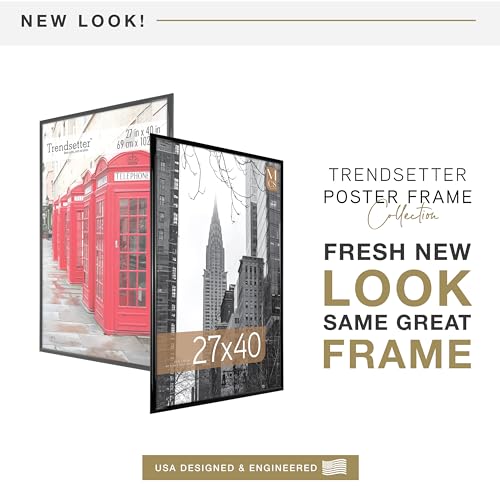MCS Trendsetter Movie Poster Frame 27x40 Black High-Gloss, Vertical & Horizontal Wall Hanging Large Picture Frame for Photos, Artwork & Custom Posters (1-Pack)