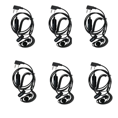 Retevis Walkie Talkie Auriculares, Auricular G de 2 Pin con Bobina Compatible con RT24 RT622 RT27 RT618 RT619 BaoFeng BF-888S BF-88E Radio Bidireccional (6 Piezas)