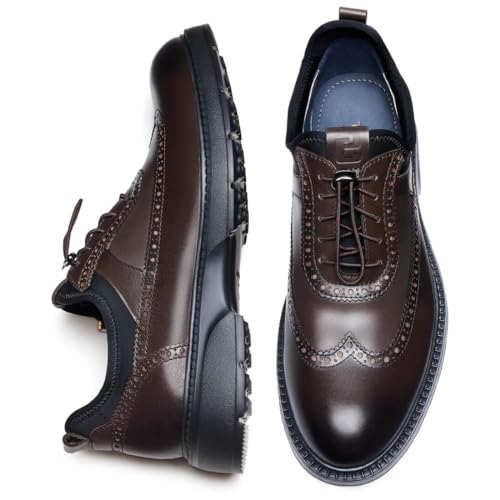 Image of Men's Dress Shoes Casual Genuine Leather Wingtip Oxford Shoes Comfort Formal Business Wedding Derby Sneakers
