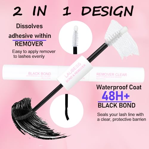 Image of Lash Glue for Eyelash Clusters LAUBESS Lash Bond and Remover 2 in 1 Lash Cluster Glue 10ml Adhesive Eyelash Glue Lash Remover for Lash Extensions Home Use