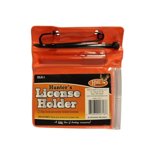 HME Durable Secure Waterproof Zip-Lock Hunters License Holder with Built-in Snap - Includes Zip Ties for Tagging & A Pen