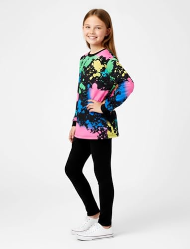 Image of PATPAT Girls Clothes Size 12-13 Years, Girls Fall Outfits, Black Tie Dye Sweatshirts + Black Legggings 2 Piece Outfits Kids Clothing Sets Sweatsuit Tracksuit Set