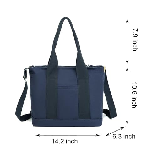 Bolso tote de lona para mujer de 2E-youth, gran capacidad, múltiples bolsillos, bandolera y tipo satchel miniatura 6