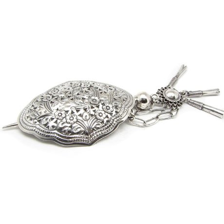 Large Victorian Style Sterling Silver Hair Pin Clip Barrette