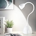 EJIAXIN Desk Lamp for Home Office, LED Reading Light, Small Adjustable Flexible Gooseneck Table Lamp, Eye-Caring Desk Lamp for College Dorm Room Study Lamp, White