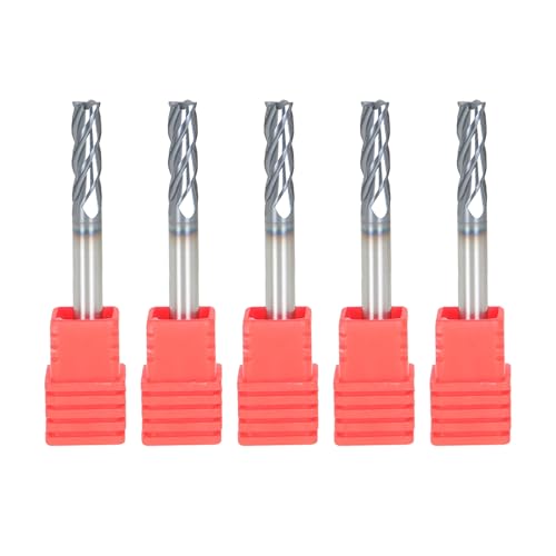 Image of 5Pcs End Mill 4 Flute Helix Carbide End Mill 3 /16 Inch Carbide Square End Mill Fit for CNC, Engraving Machine Carbon Steel, Mould Steel, etc